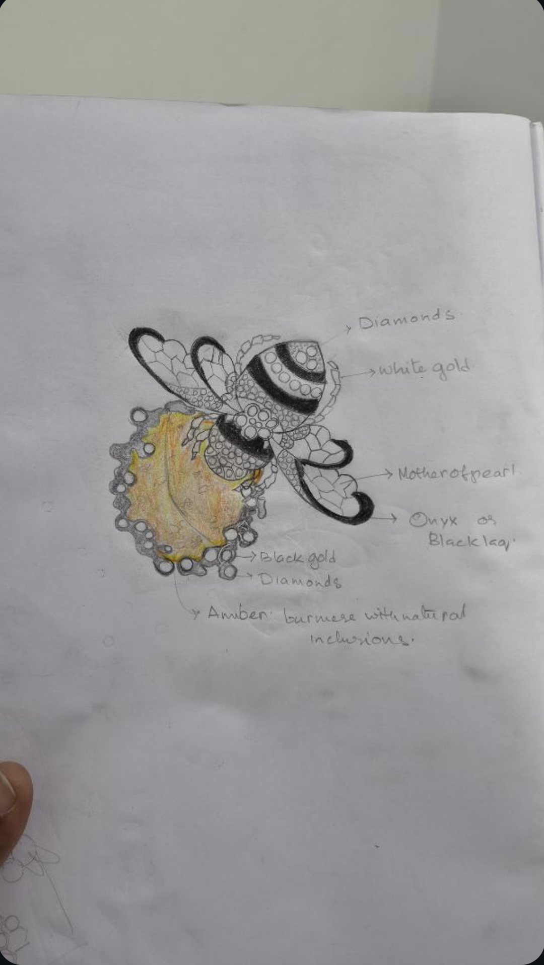 Original hand-drawn jewelry sketch